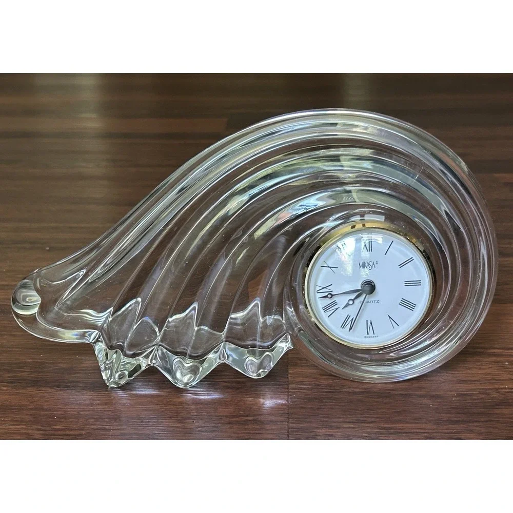 Mikasa Crystal Wave Quartz Mantle Desk Clock Germany‎